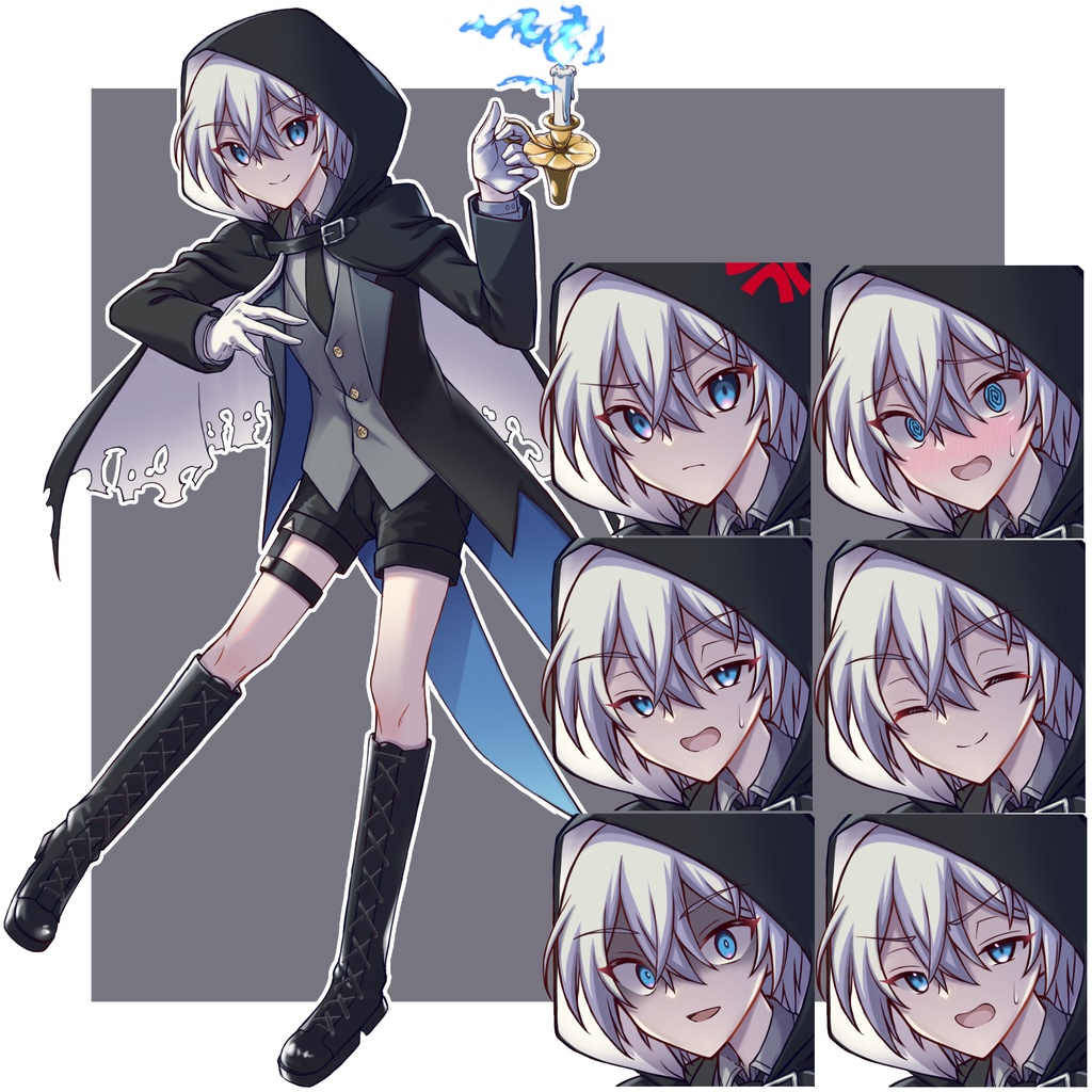 【フリー素材】フード少年の立ち絵【PNG50種orPSD】
