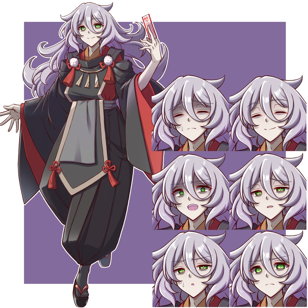 【フリー素材】陰陽師の男の立ち絵【PNG45種orPSD】