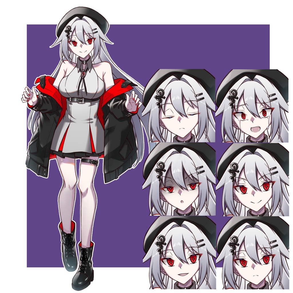 【フリー素材】白髪赤目女子の立ち絵【PNG31種orPSD】