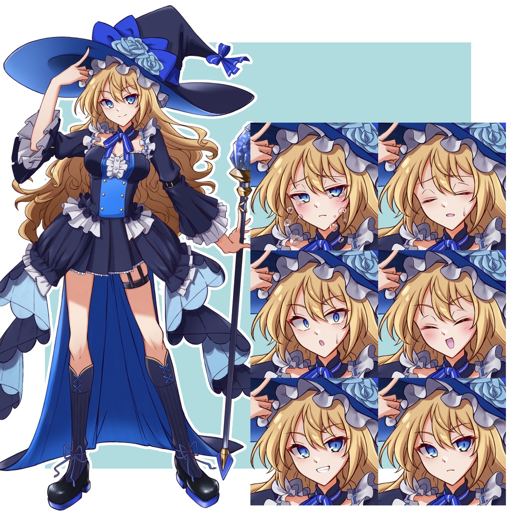 【無償版あり】魔女の子の立ち絵【表情差分7種or差分28種＆PSD】