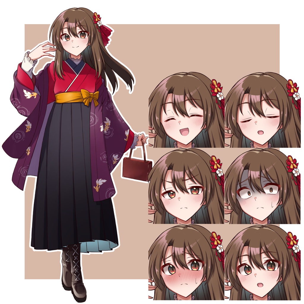 【フリー素材】和服少女の立ち絵【PNG36種orPSD】