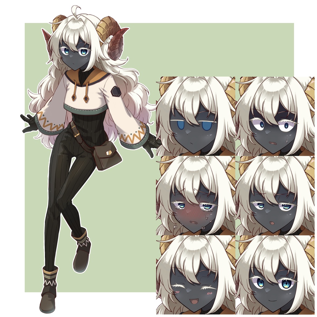 【フリー素材】黒羊の子の立ち絵【PNG34種orPSD】