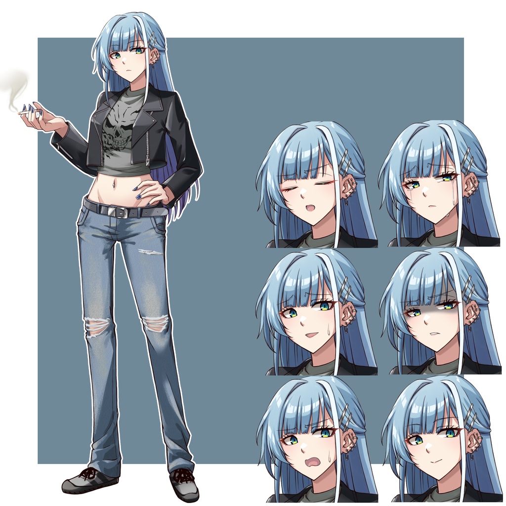 【フリー素材】喫煙お姉さんの立ち絵【PNG35種orPSD】