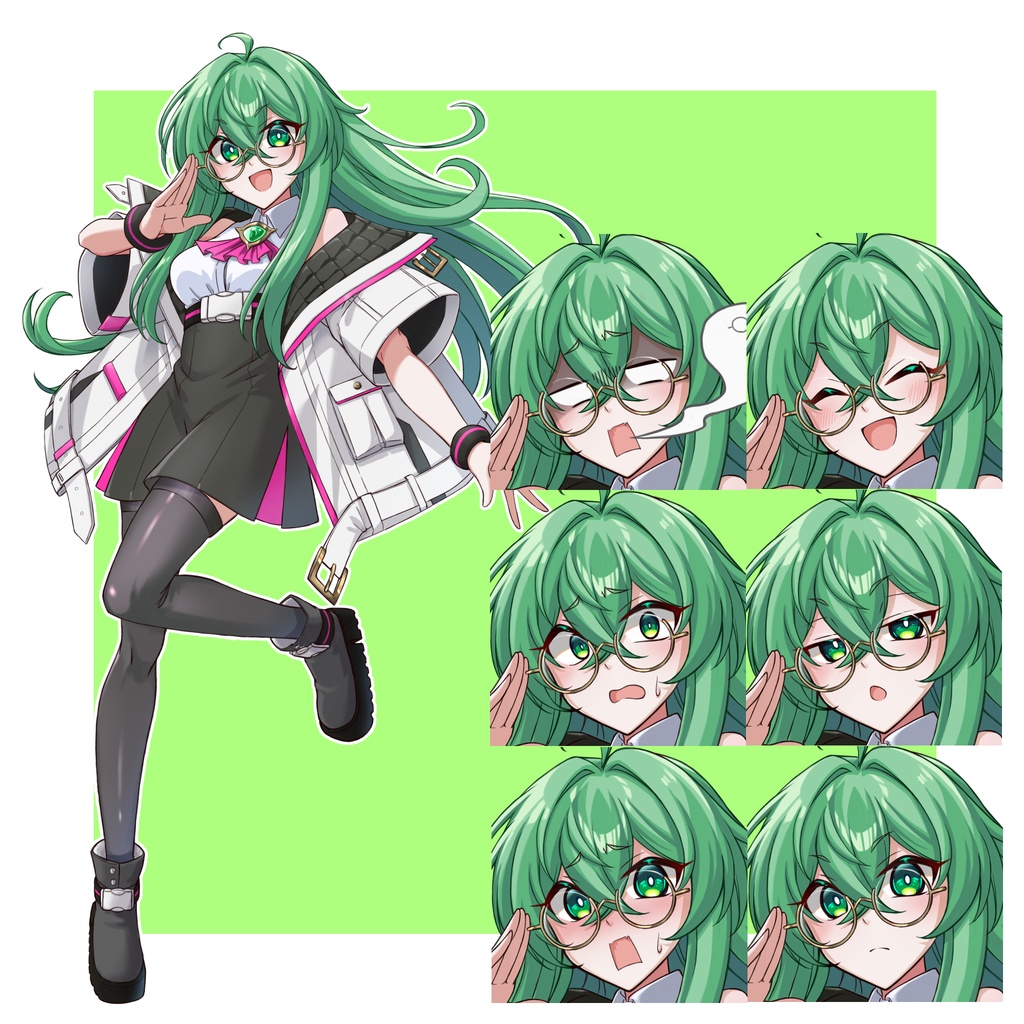 緑髪眼鏡の女の子の立ち絵