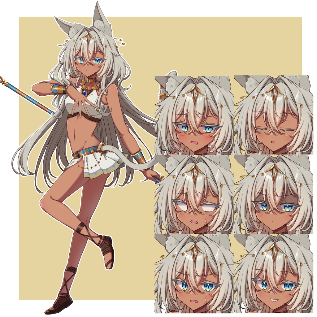 褐色エジプト猫耳少女の立ち絵