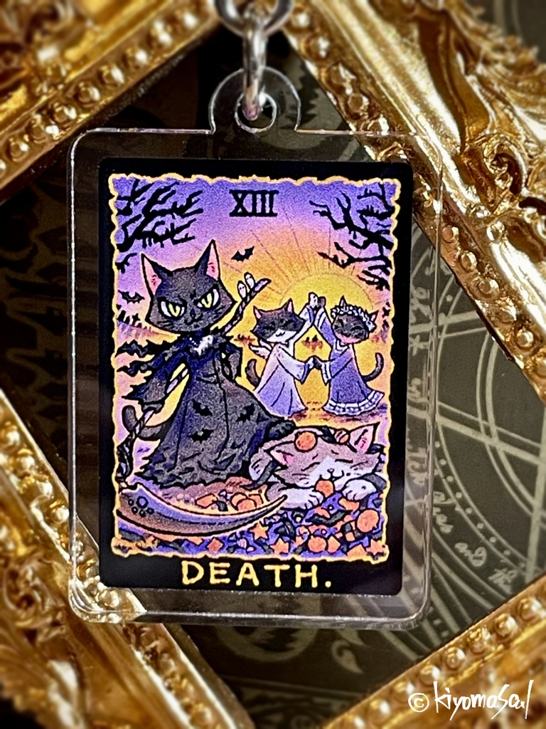 【猫のタロットシリーズ vol.4】アクリルキーホルダー「死神」(※肉球付き)