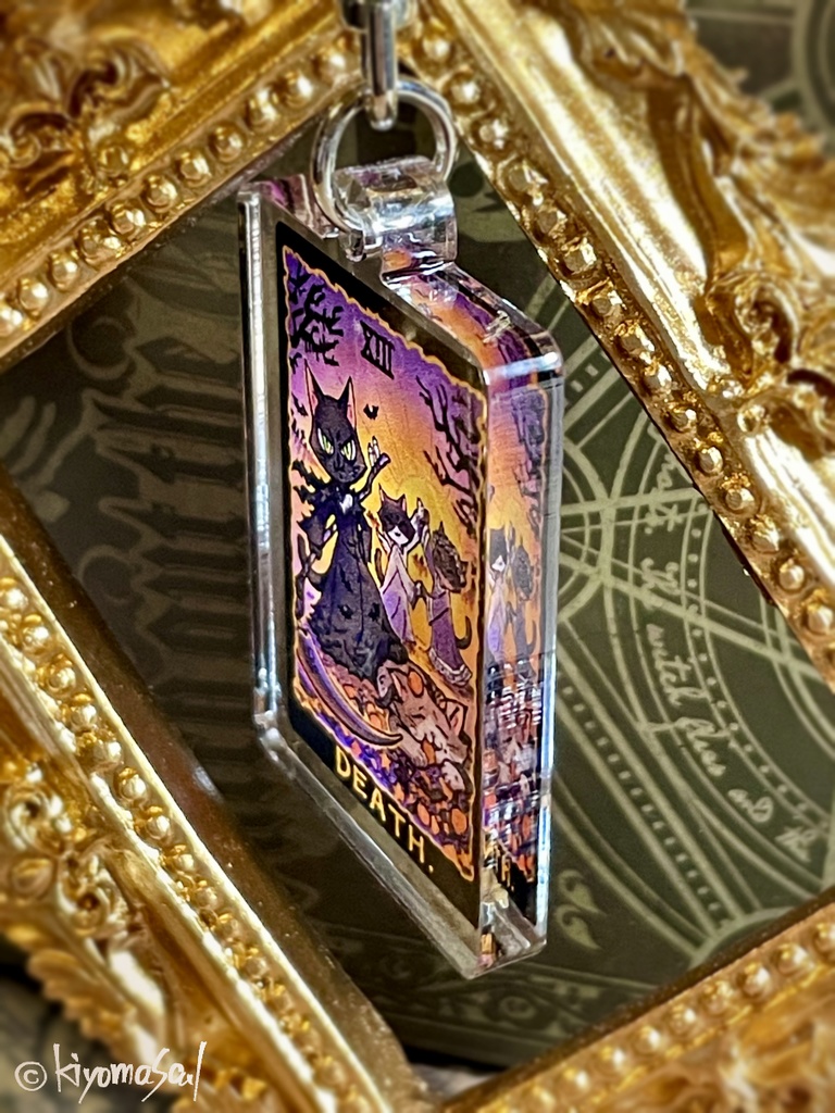 【猫のタロットシリーズ vol.4】アクリルキーホルダー「死神」(※肉球付き)