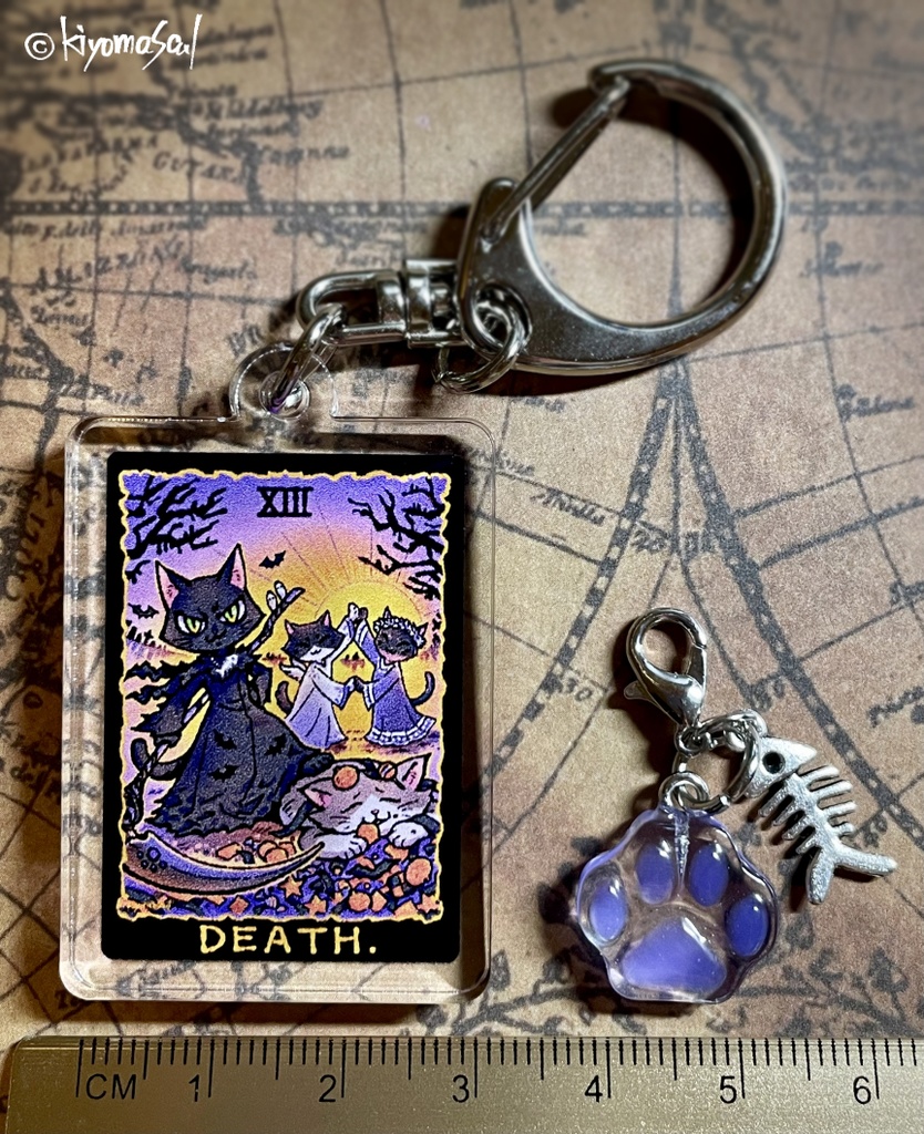 【猫のタロットシリーズ vol.4】アクリルキーホルダー「死神」(※肉球付き)