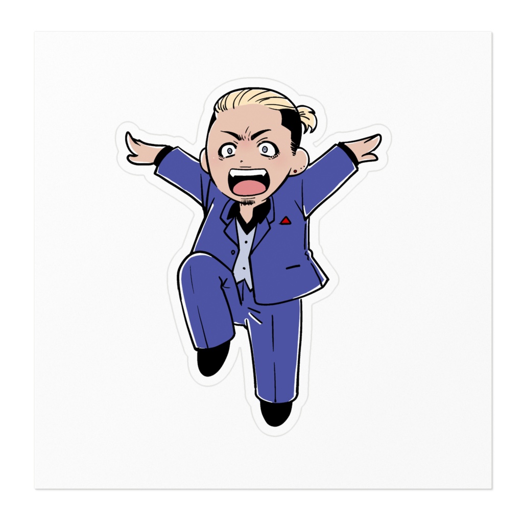 荒ぶる鷹のポーズをするステッカー