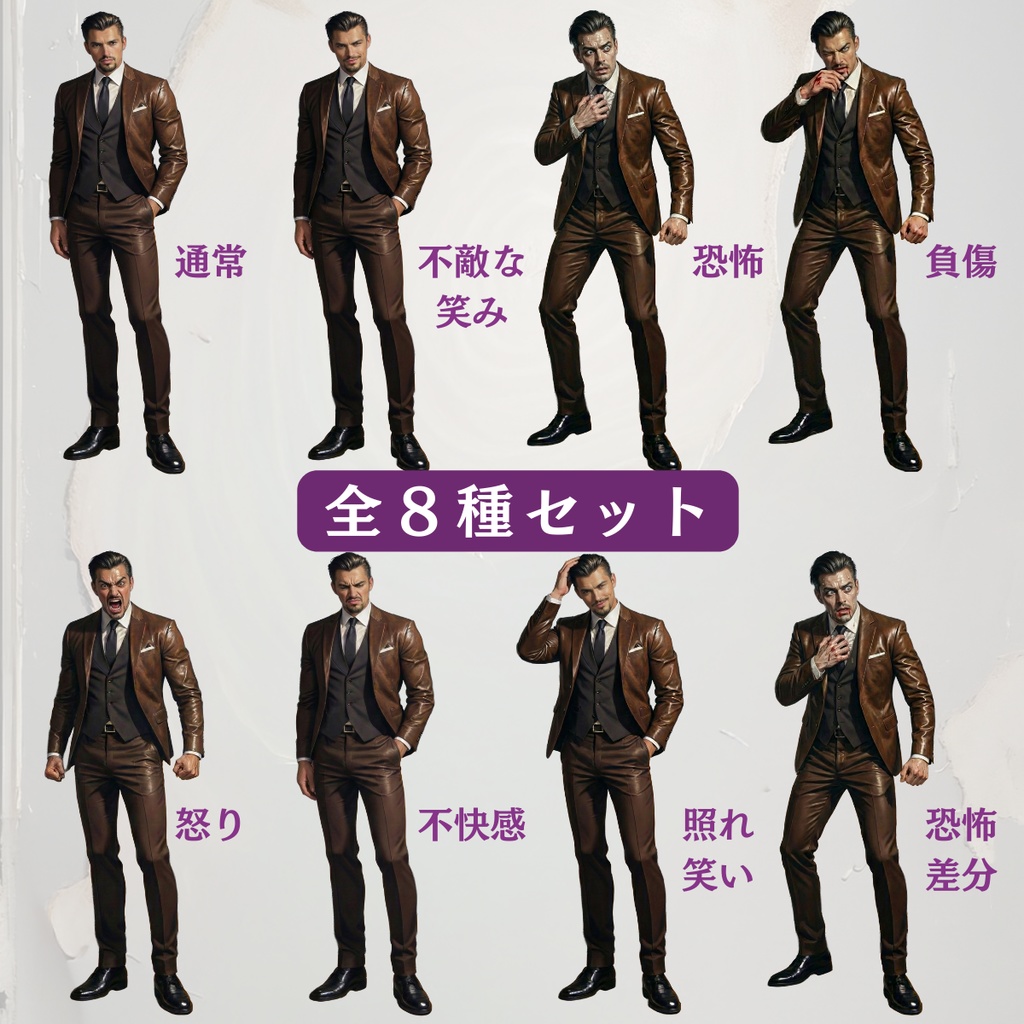 【TRPG立ち絵】キザな伊達男 / マフィア幹部・私立探偵【油絵風・差分8種・アイコン付】