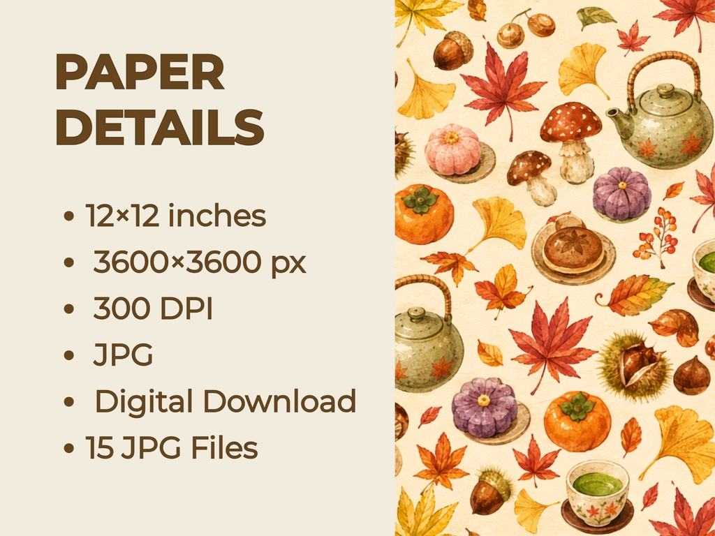 15種 日本の秋・紅葉 シームレスパターン|かわいい和風背景素材