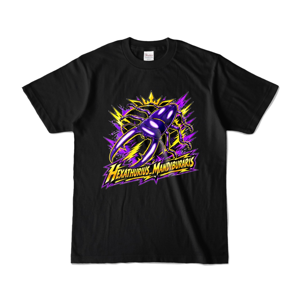 【Tシャツ】マンディブラリスフタマタクワガタ　黒
