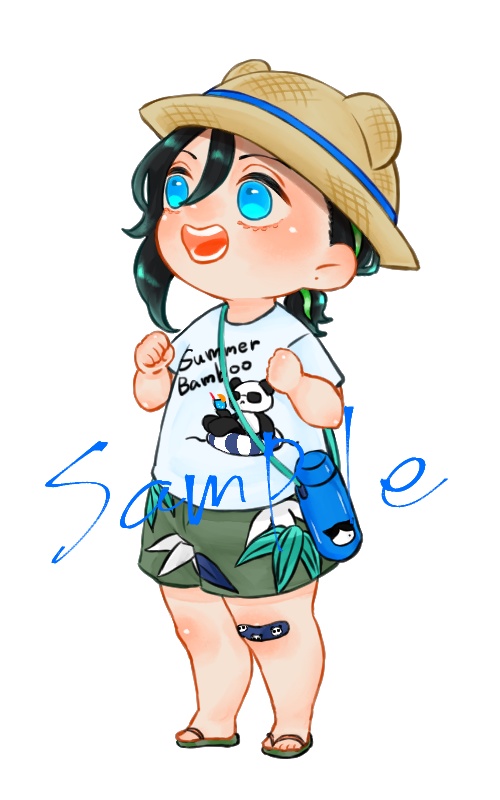 夏のおでかけべび笹アクリルキーホルダー