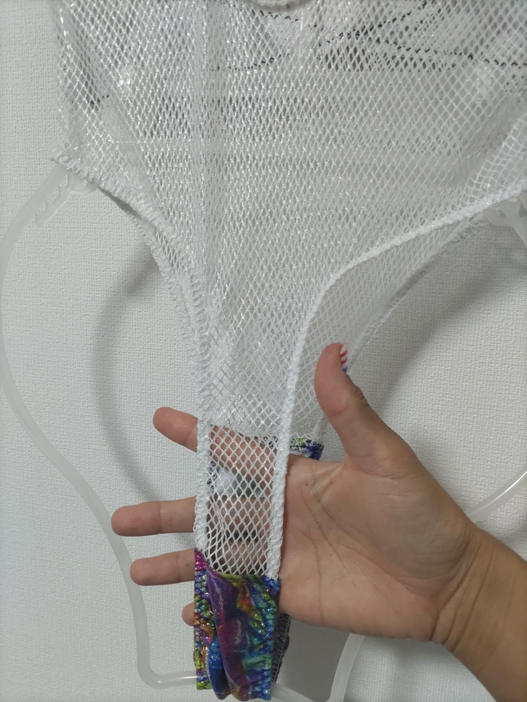 メッシュレオタード サイケデリックマーブル柄