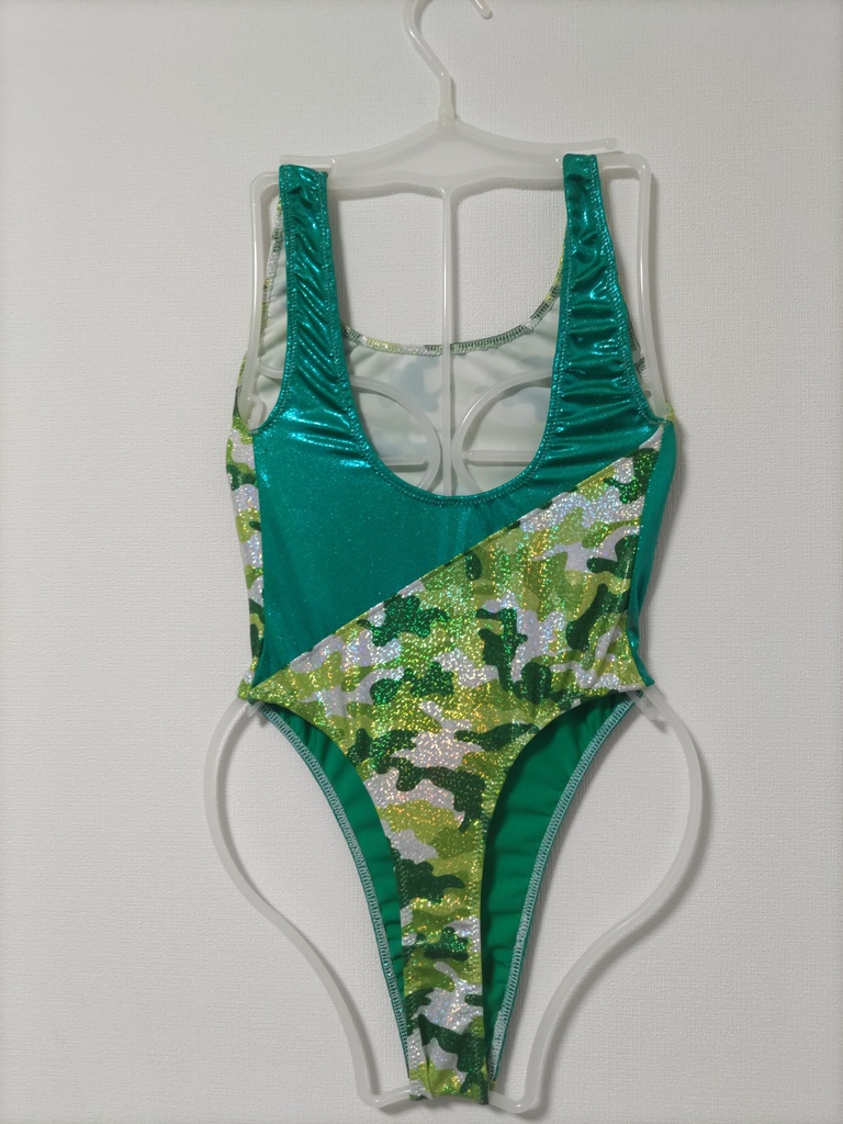 ラメ迷彩 ハイレグTバックレオタード