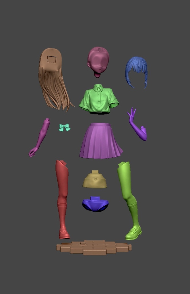 #01 女の子(制服) 1/6 スケールフィギュア用 3Dモデル