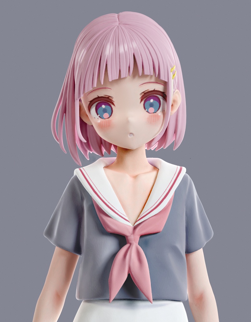 #02 女の子(制服) 1/6 スケールフィギュア用 3Dモデル