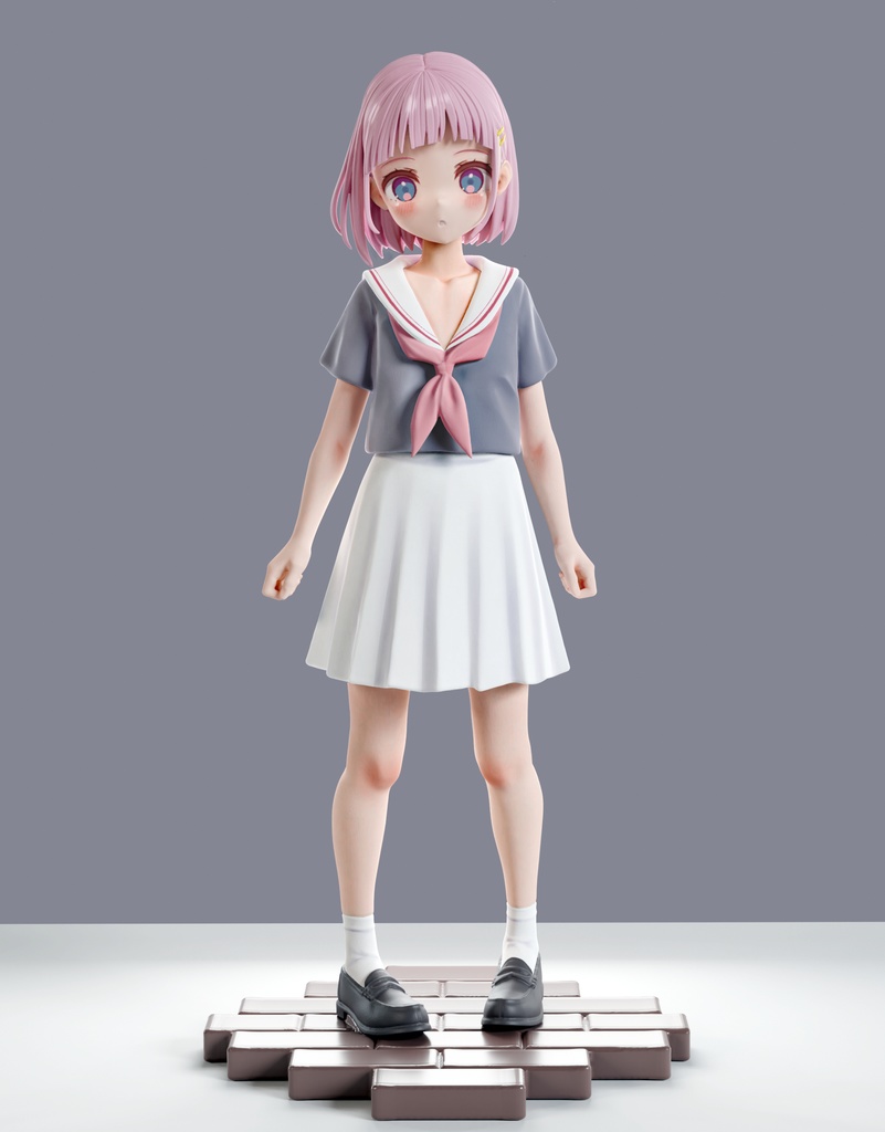 #02 女の子(制服) 1/6 スケールフィギュア用 3Dモデル