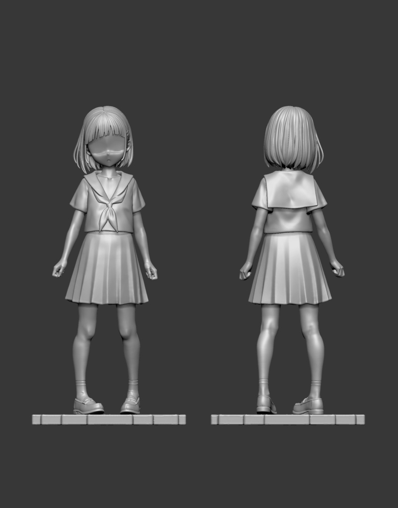 #02 女の子(制服) 1/6 スケールフィギュア用 3Dモデル