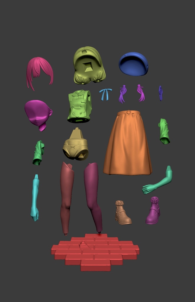 #03 女の子(制服) 1/6 スケールフィギュア用 3Dモデル