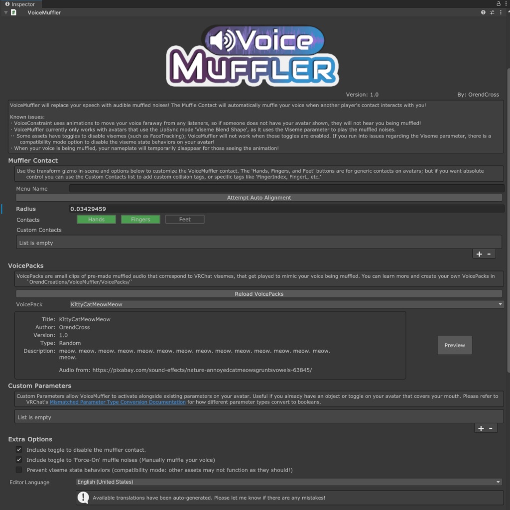 【VRChat】VoiceMuffler | ボイスマフラー Muffle/Mute Voice on Contact!【ModularAvatar/NDMF】