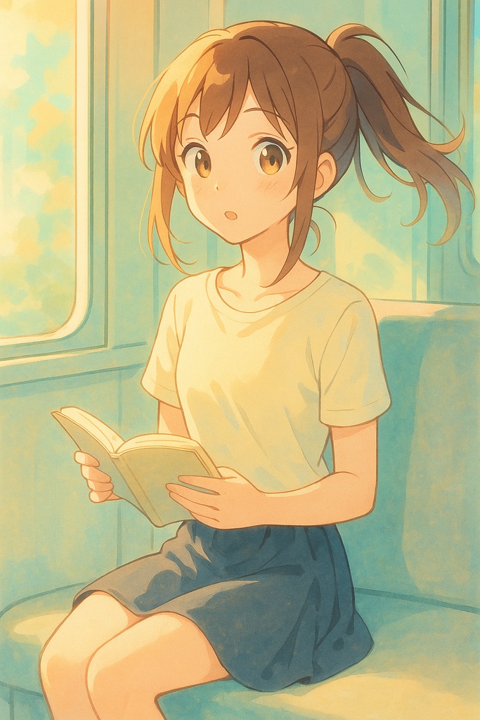 午後、電車の窓辺で