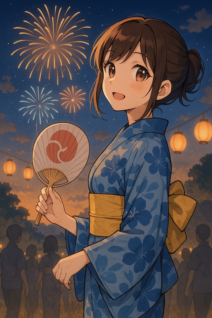 夏の灯 – 花火を見上げて」