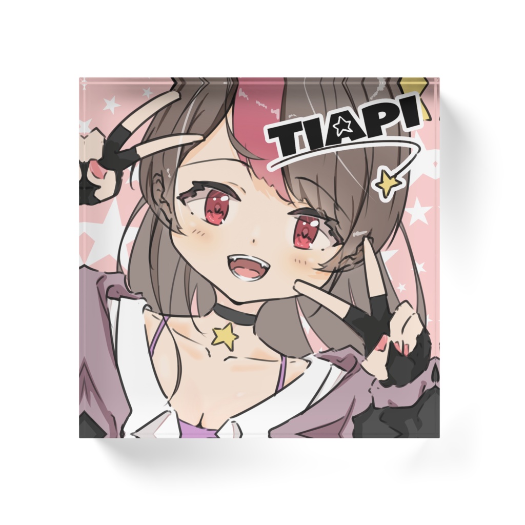 アクリルブロック ピンク 100mm×100mm