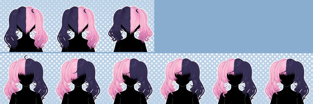 【3D MMD/PMX】左右色違いのツインテール / Split dye pigtails/twintails