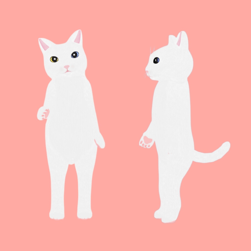 白猫(オッドアイ)3Dアバター【cluster・AVATAVI向け】/まちねこアバターシリーズ