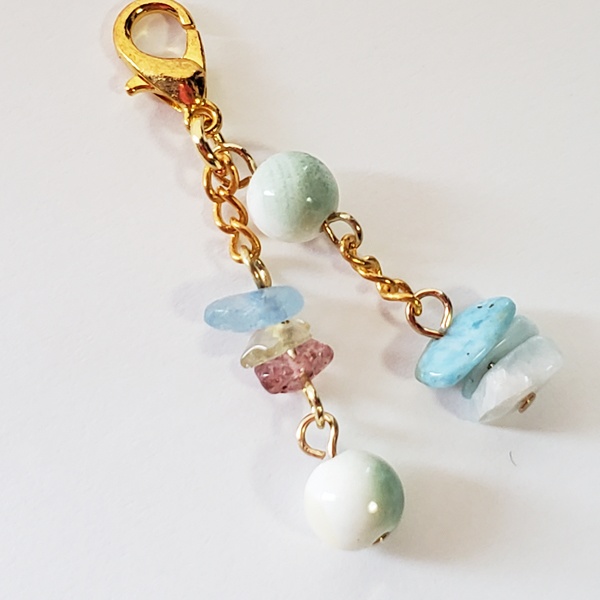 【ぬいマス用】夜光貝ビーズの石飾り(カニカンチャーム)