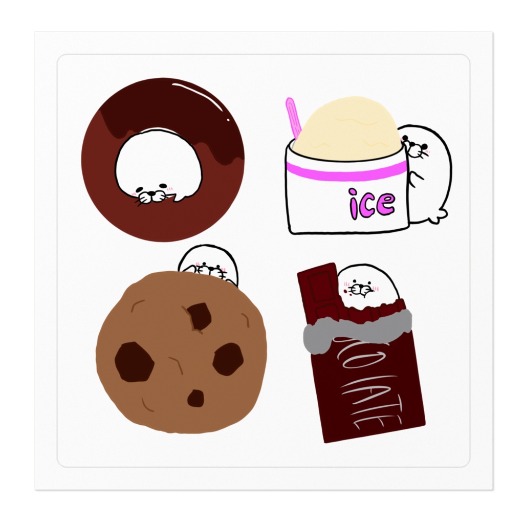 あざらしスイーツステッカー