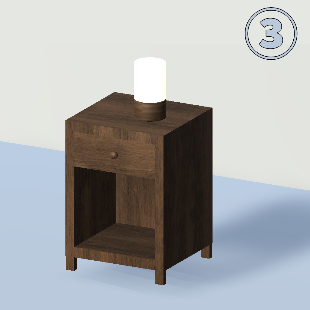 【3Dモデル】棚・ベッドサイドランプ・ナイトテーブル