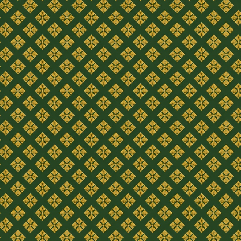 古典和柄デジタルペーパー 花菱模様・深緑×金