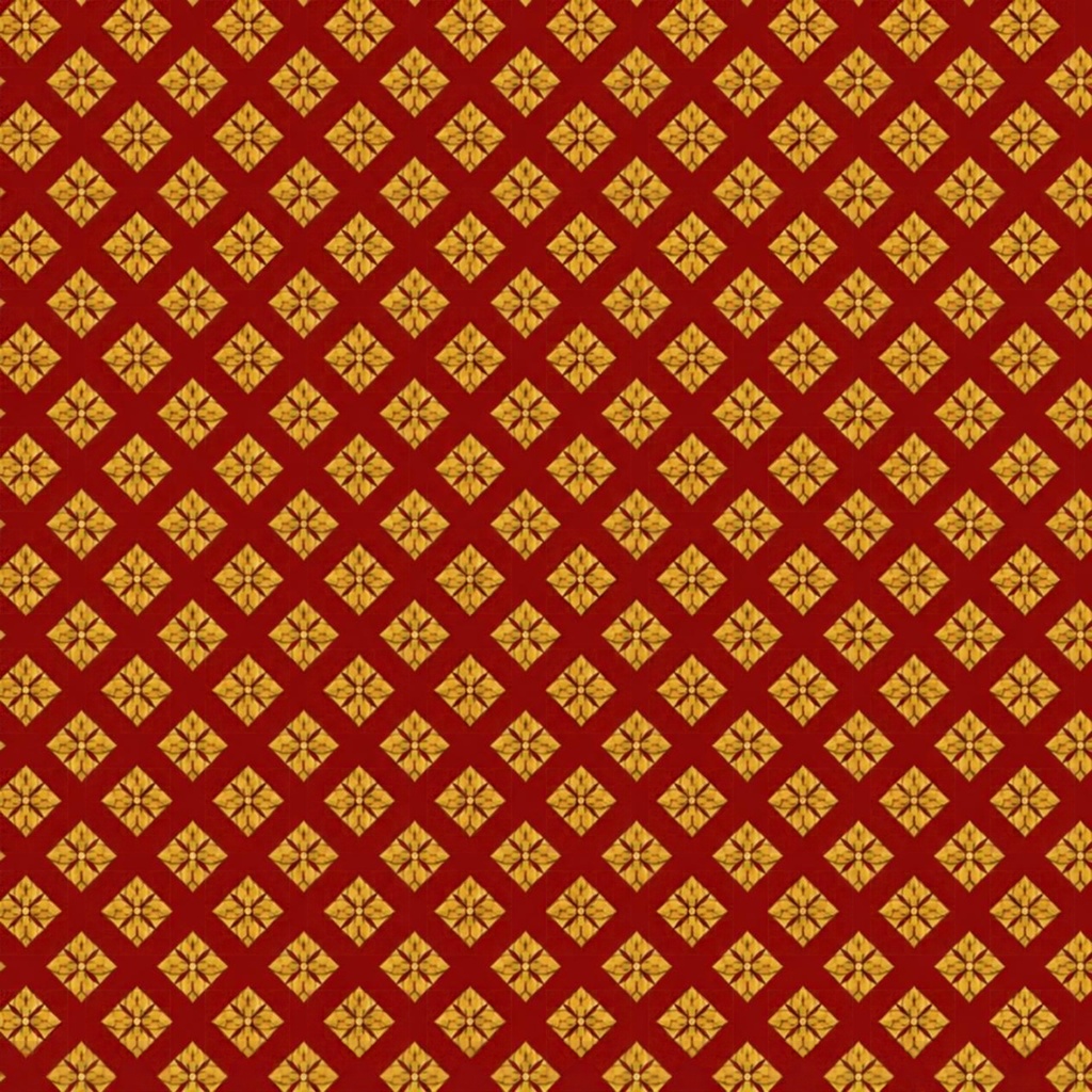 古典和柄デジタルペーパー 花菱模様・朱赤×金
