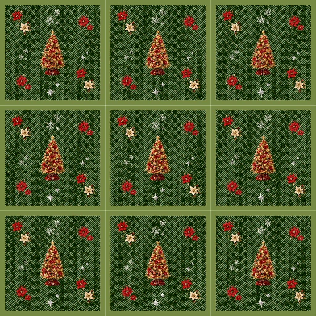 古典和柄×クリスマス 緑5枚セット