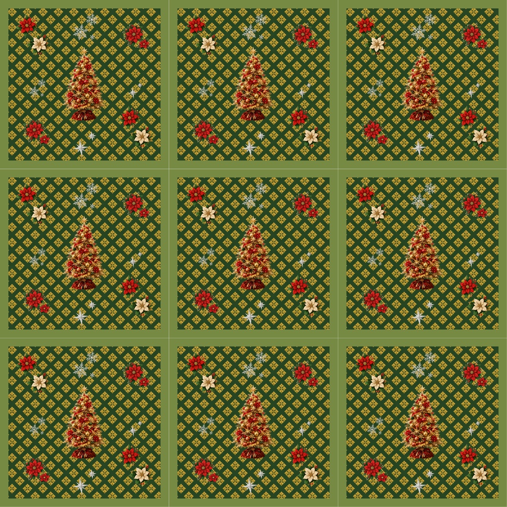 古典和柄×クリスマス 緑5枚セット