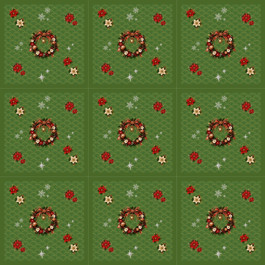 古典和柄×クリスマス 緑5枚セット