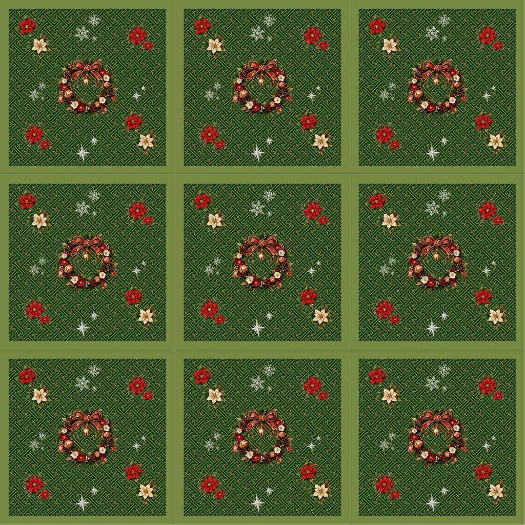 古典和柄×クリスマス 緑5枚セット