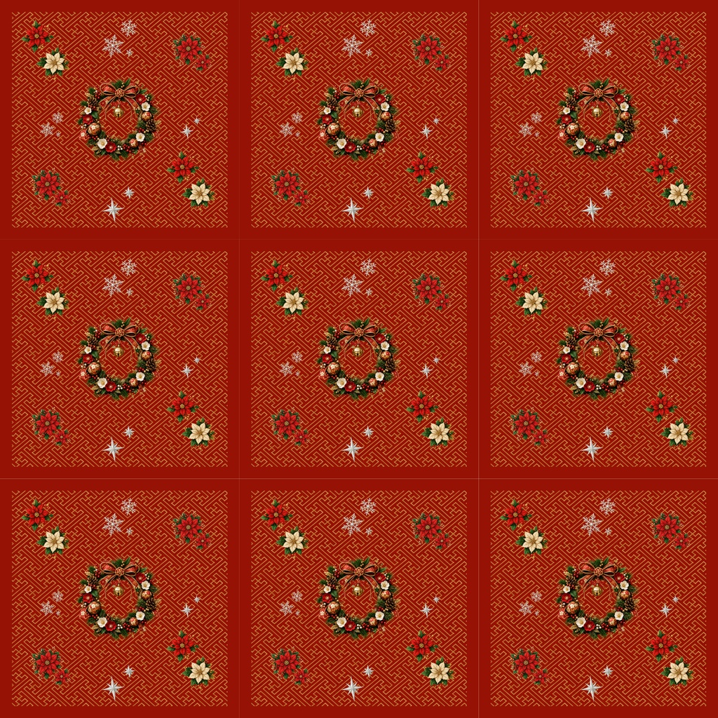 古典和柄×クリスマス 赤5枚セット