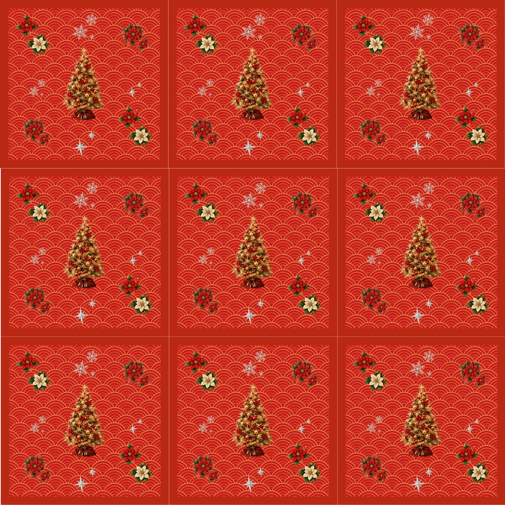 古典和柄×クリスマス 赤5枚セット