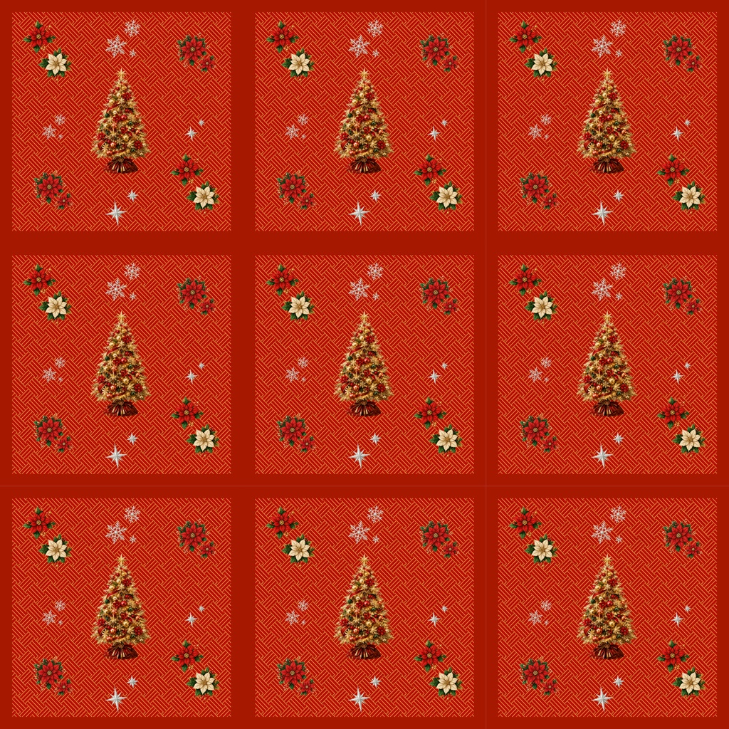古典和柄×クリスマス 赤5枚セット