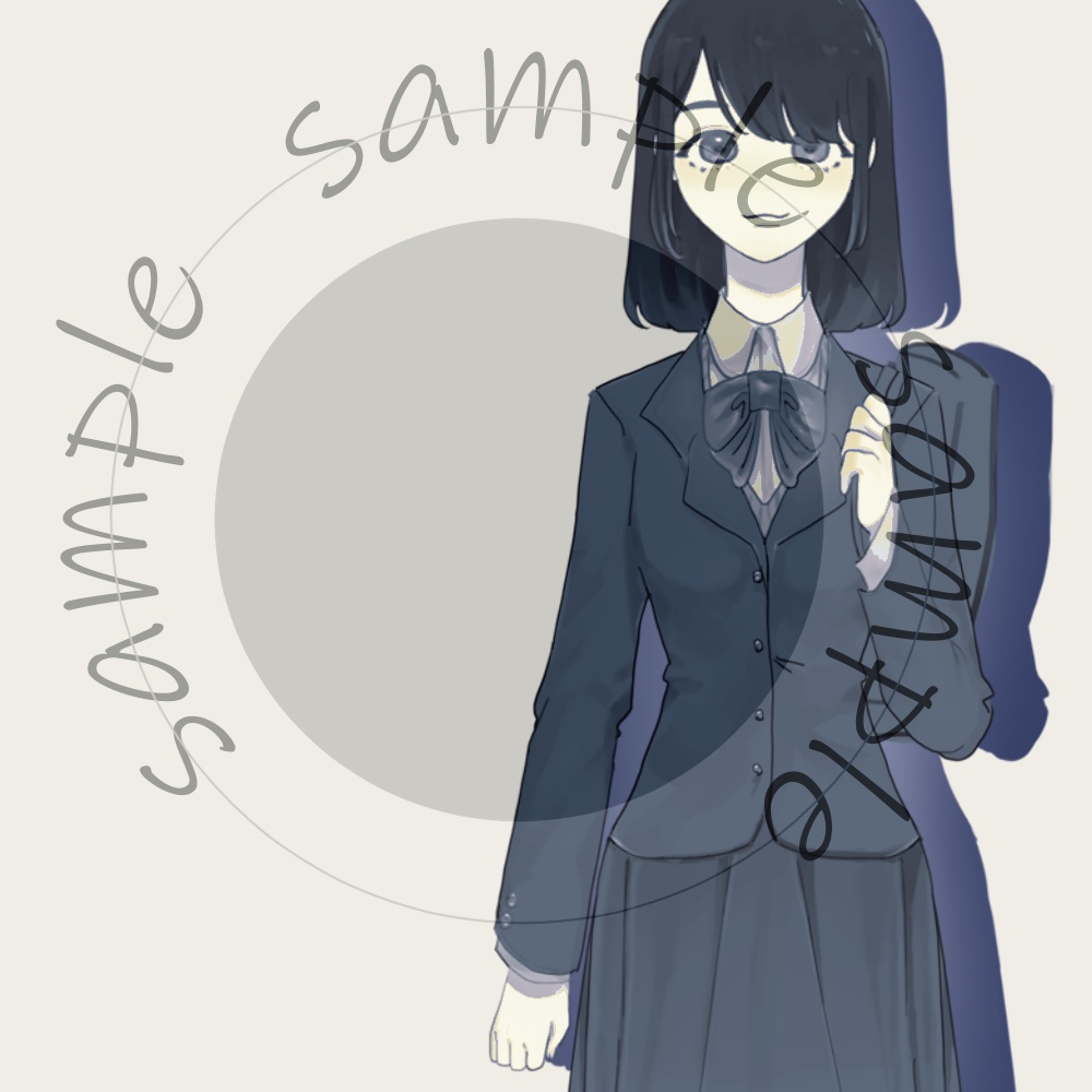 立ち絵素材/女子高校生/JK/全身/黒髪/動く立ち絵＿０１