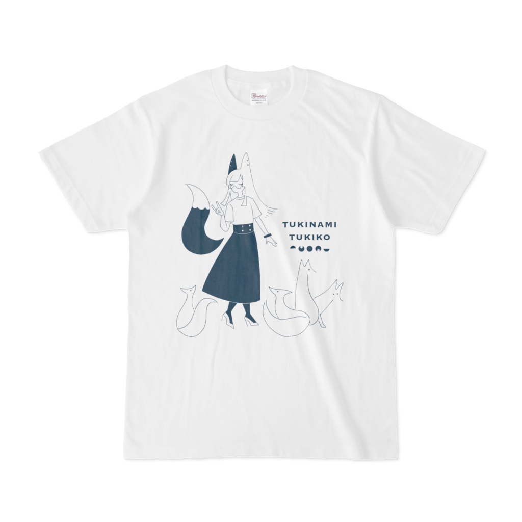 月並み月狐デザインTシャツ