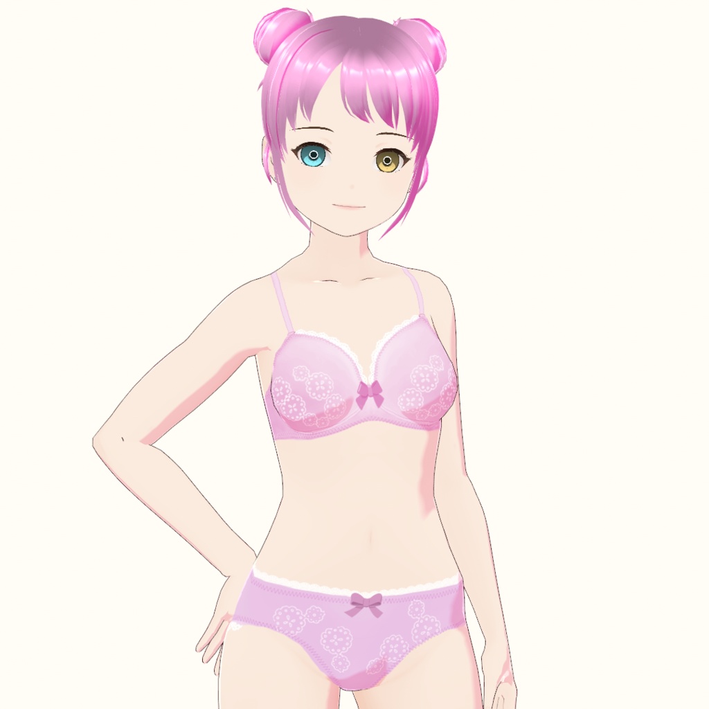 【VRoid】リボンとレースのブラ&ショーツセット