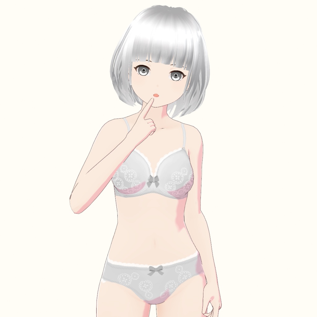 【VRoid】リボンとレースのブラ&ショーツセット