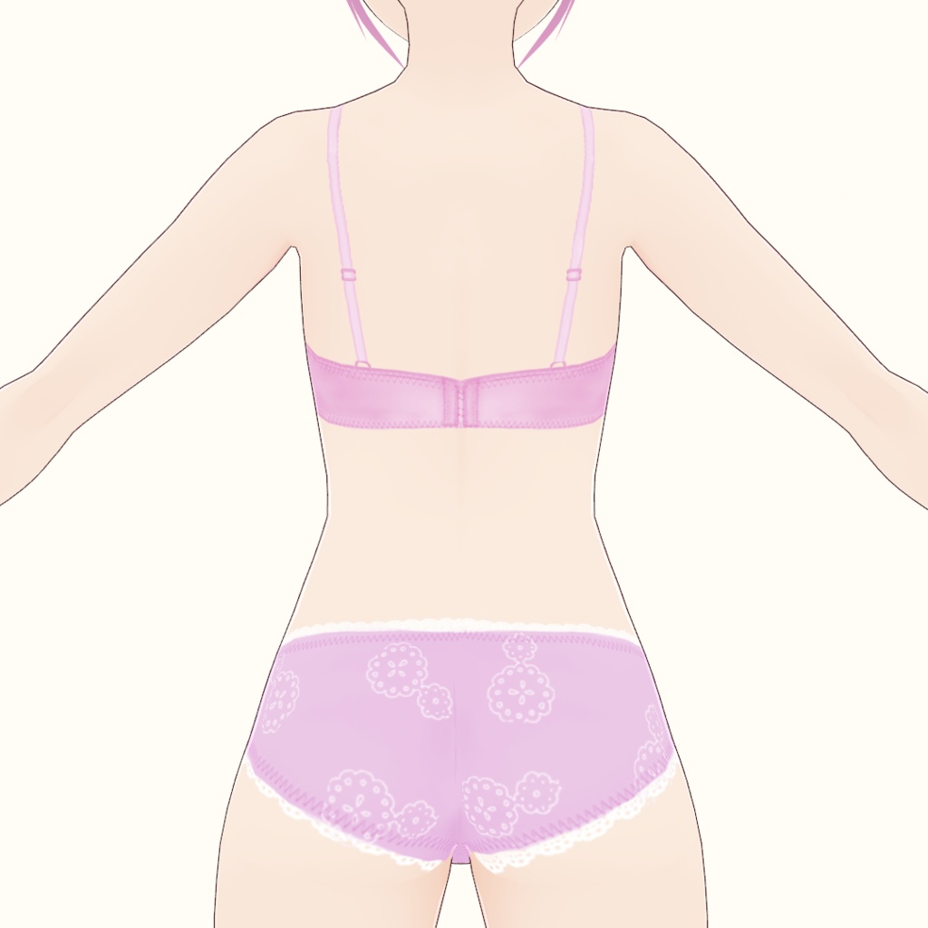 【VRoid】リボンとレースのブラ&ショーツセット