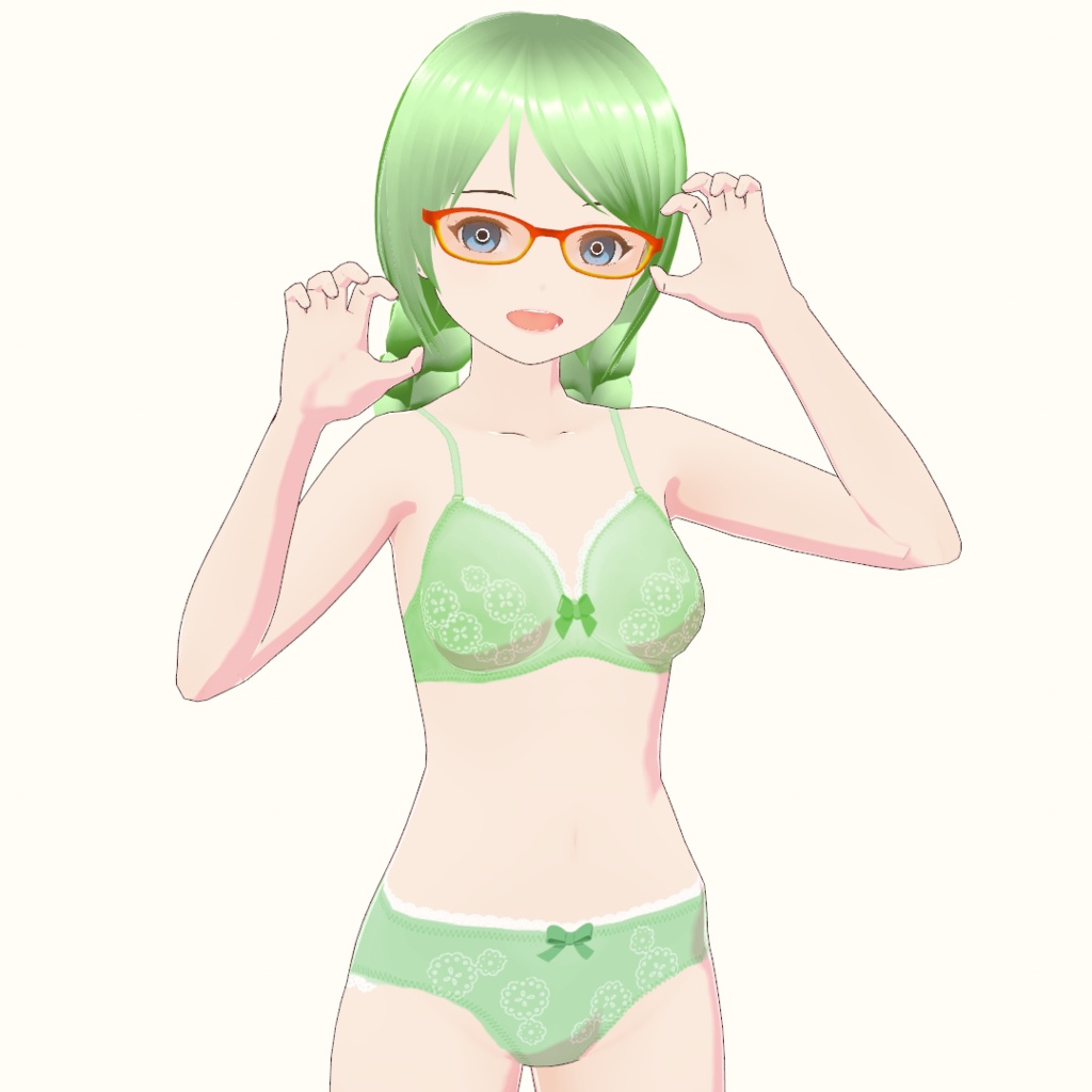 【VRoid】リボンとレースのブラ&ショーツセット