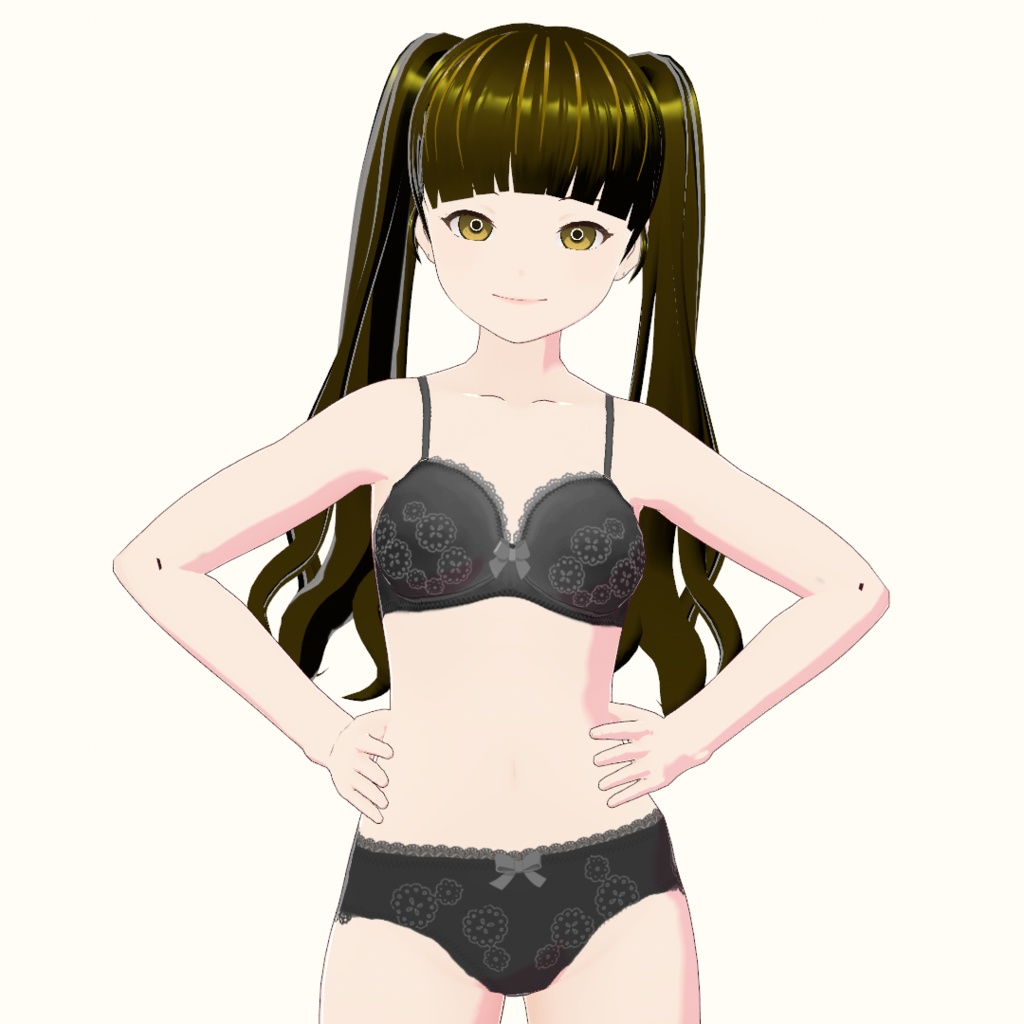 【VRoid】リボンとレースのブラ&ショーツセット