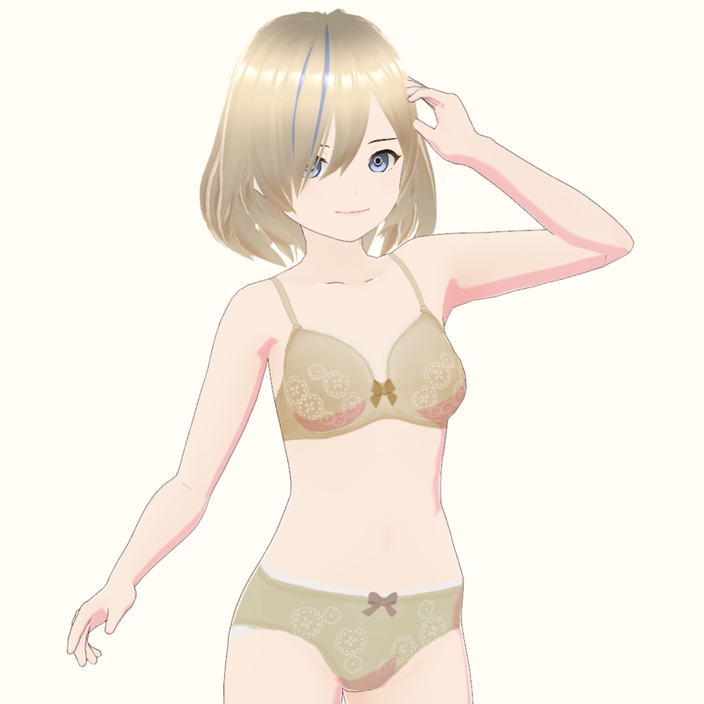 【VRoid】リボンとレースのブラ&ショーツセット